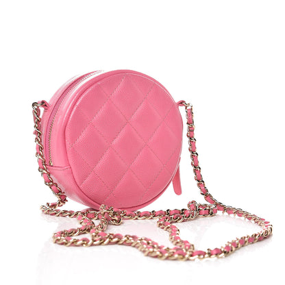 Chanel Caviar Quilted Round Clutch With Chain Pink 3 of 8