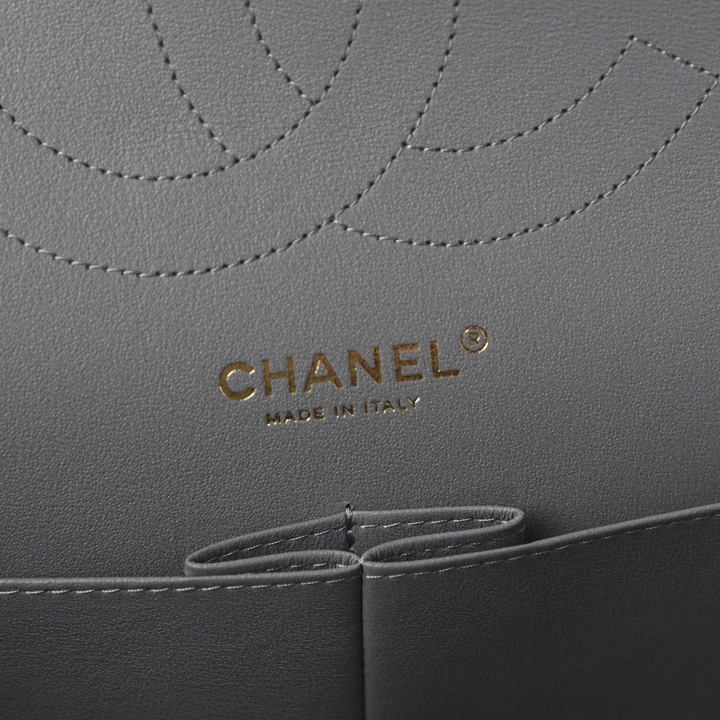 Caviar Quilted Jumbo Double Flap Grey