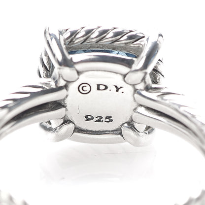 David Yurman Sterling Silver Diamond Hampton Blue Topaz 9mm Chatelaine Pave Bezel Ring 59 8.75 5 of 6