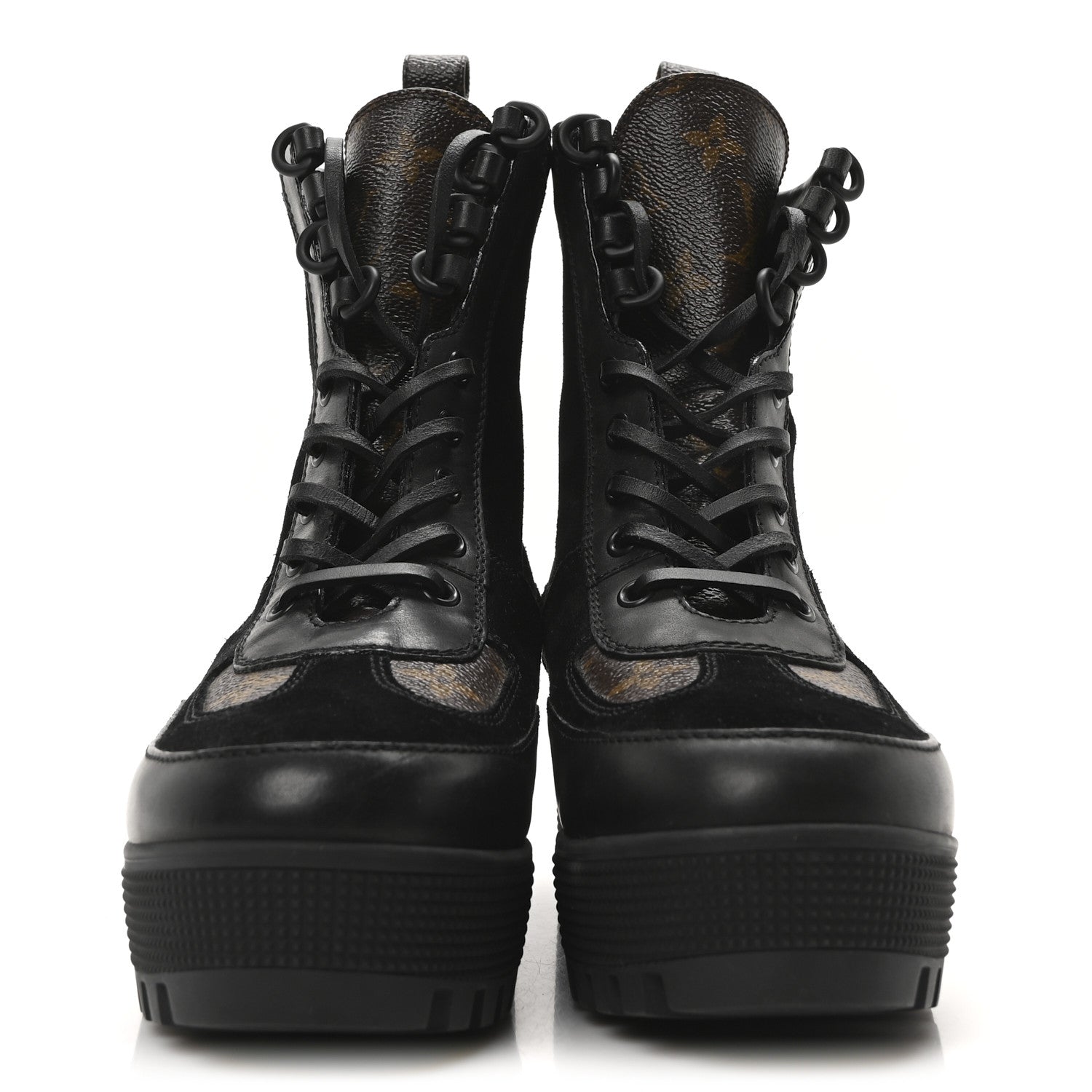 Louis Vuitton Suede Calfskin Monogram Laureate Platform Desert Boots 36 Black 3 of 8