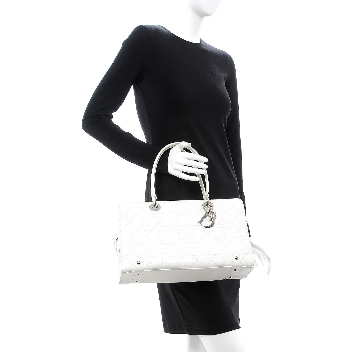 Christian Dior Calfskin Cannage Stitched Large East West Lady Dior White 2 of 29