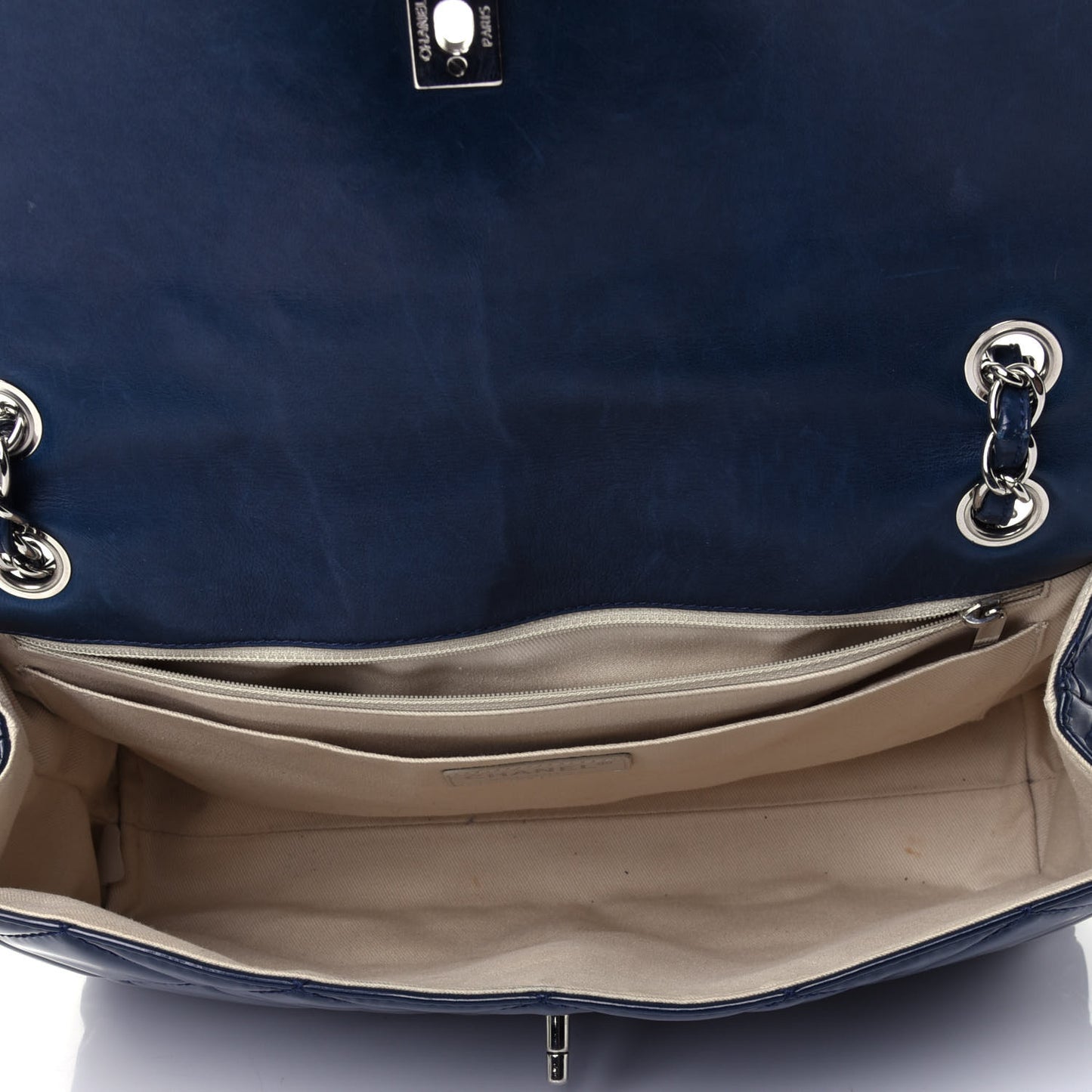 Vinyl Quilted In the Business Flap Bag Navy Blue