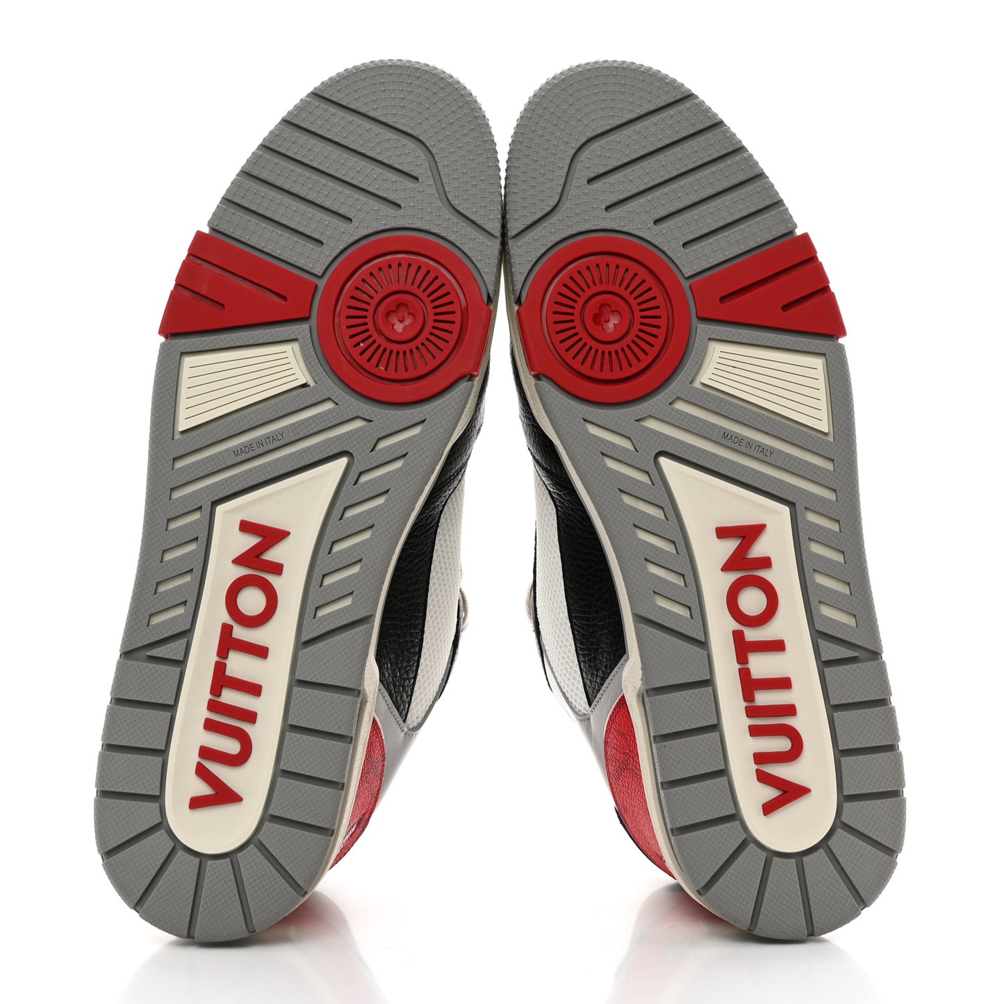 Calfskin Monogram Mens LV Trainer Sneakers 10 Grey Red Black