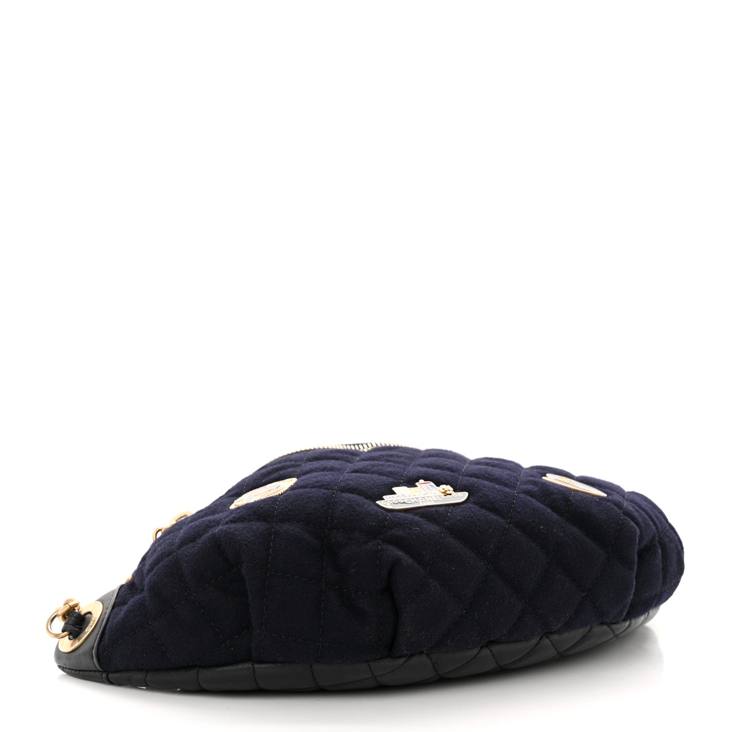 Chanel Wool Lambskin Quilted Paris Hamburg Charms Waist Bag Dark Navy 4 of 11