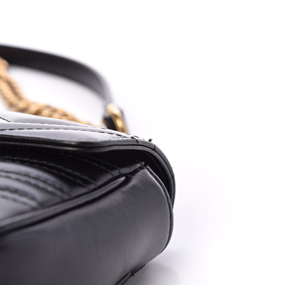 Gucci Calfskin Matelasse Mini GG Marmont Shoulder Bag Black 11 of 13