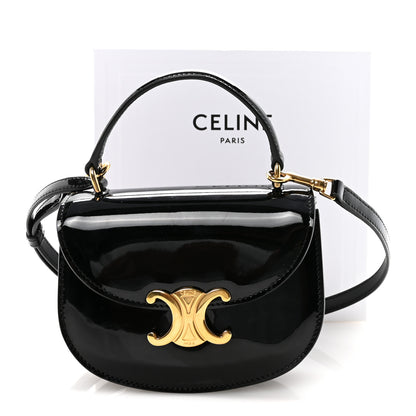 Celine Patent Calfskin Triomphe Mini Besace Clea Black 10 of 10