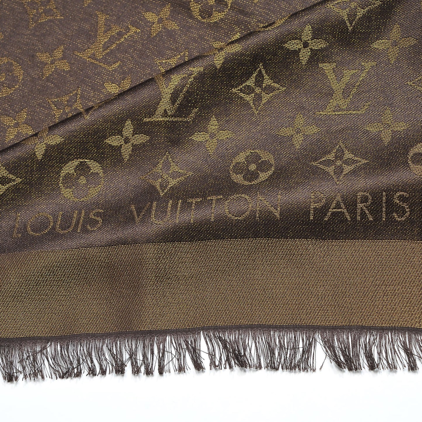 Silk Lurex Wool Monogram Shine Shawl Brown