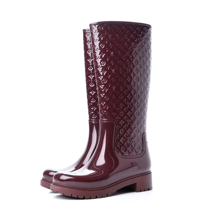 Louis Vuitton Rubber Embossed Monogram Splash Rain Boots 37 Burgundy 3 of 9