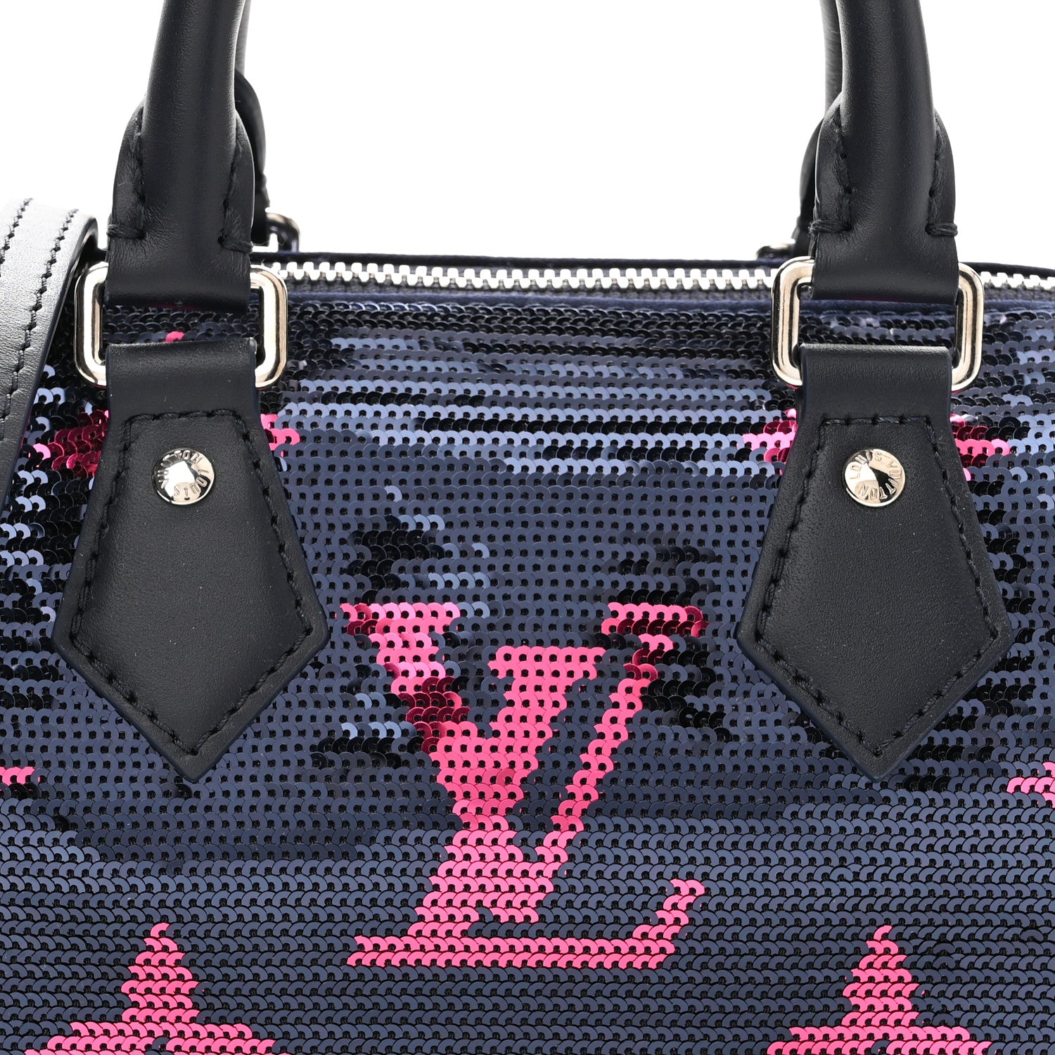 Louis Vuitton Giant Monogram Sequins Speedy Bandouliere 18 Navy Fuchsia 7 of 9