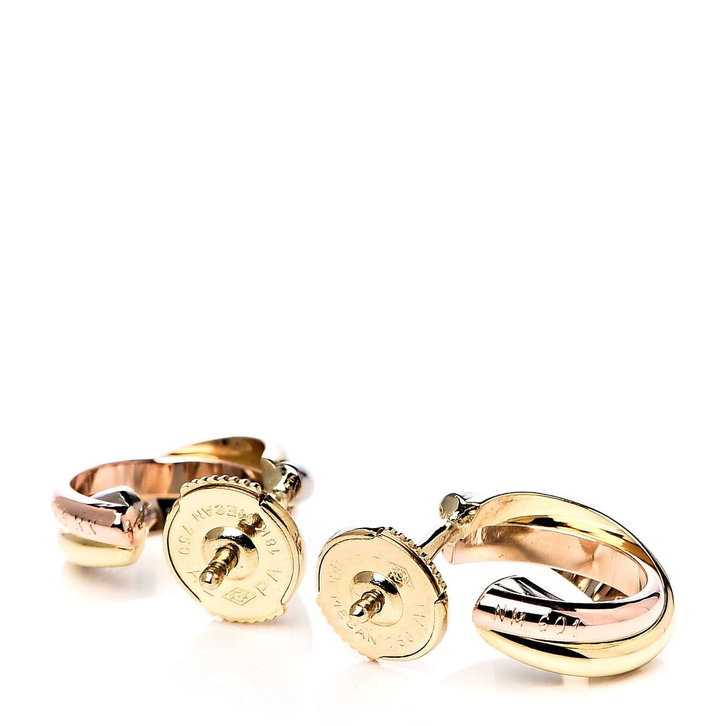 18K Pink Yellow White Gold Small Trinity Hoop Earrings