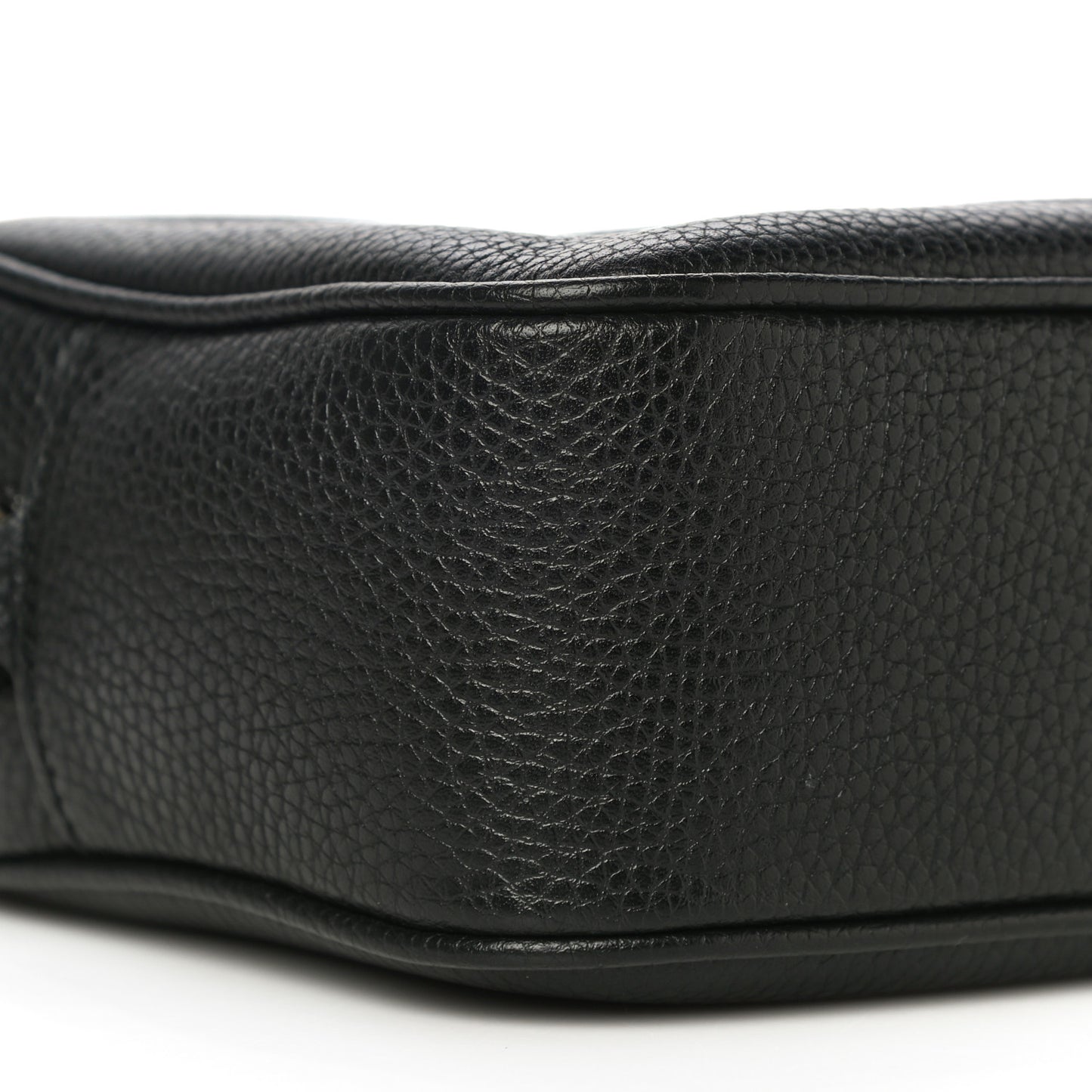 Pebbled Calfskin Small Soho Disco Bag Black