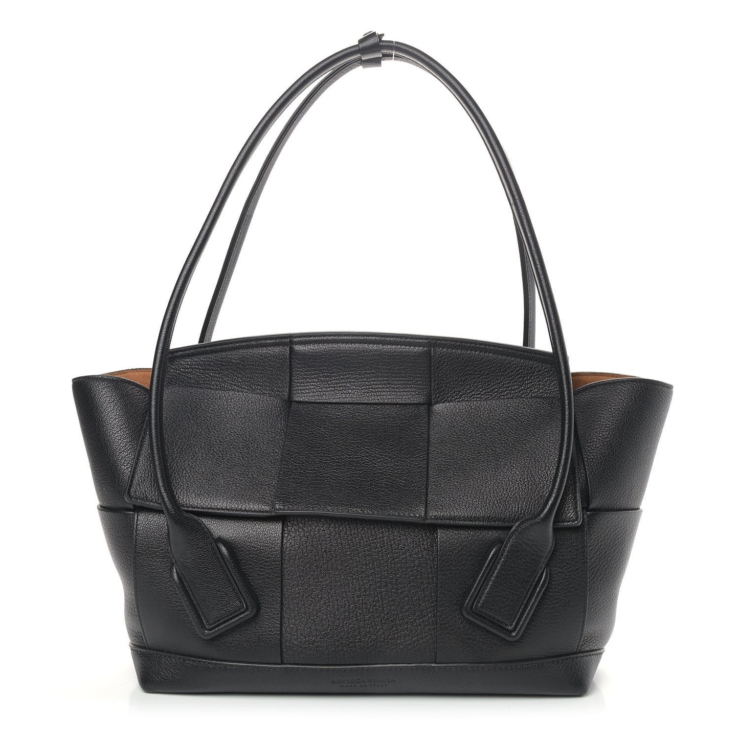 Grained Calfskin Maxi Intrecciato Medium Arco Black
