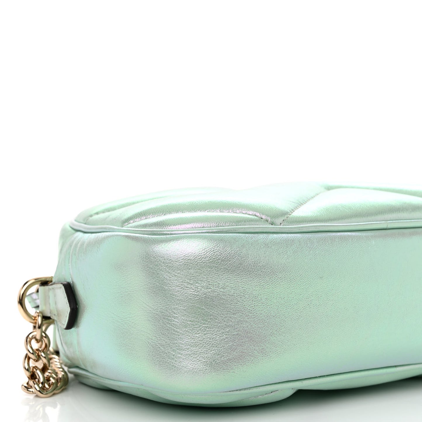 Iridescent Nappa Chevron Matelasse Small GG Marmont Chain Shoulder Bag Iridescent Salvy Green