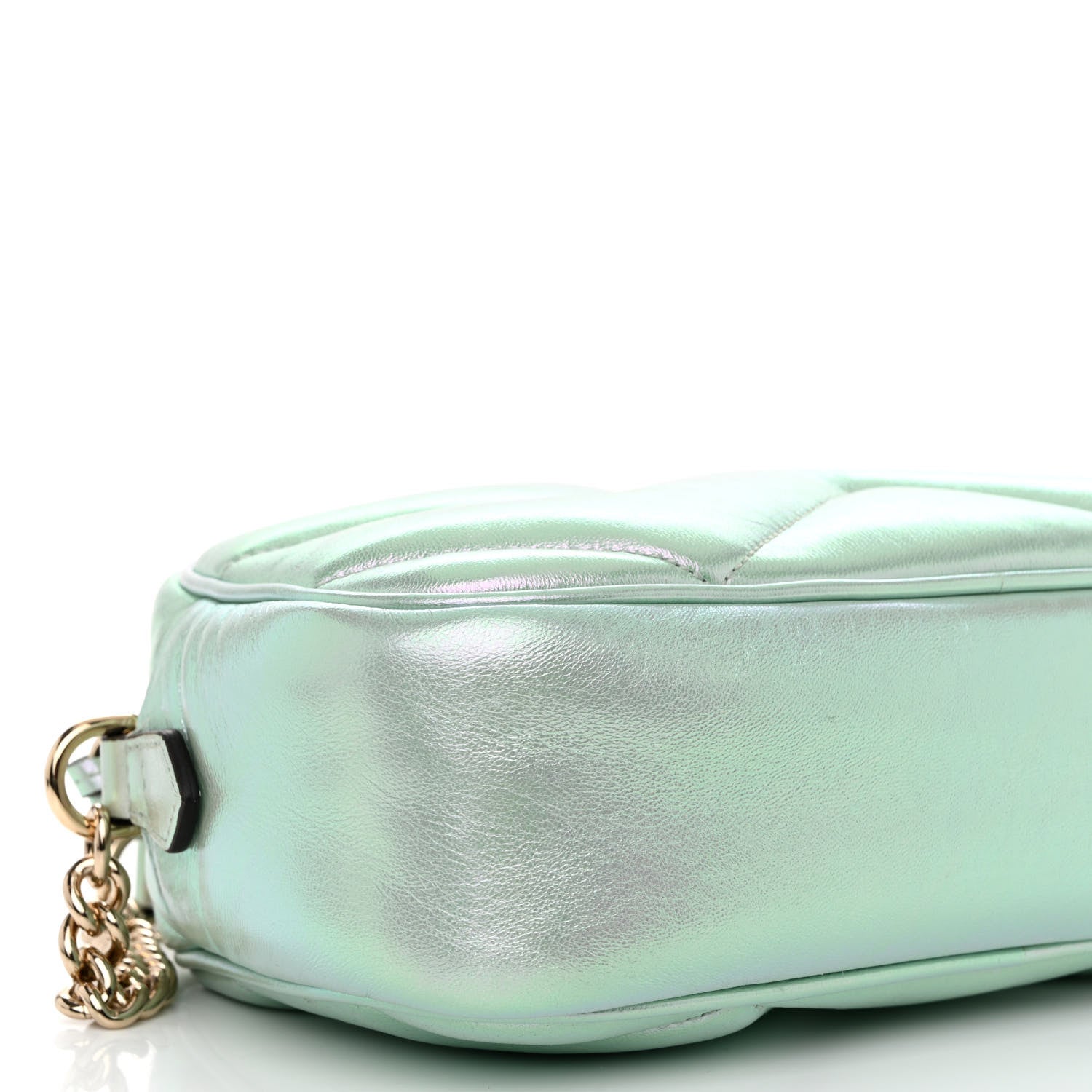 Gucci Iridescent Nappa Chevron Matelasse Small GG Marmont Chain Shoulder Bag Iridescent Salvy Green 8 of 9