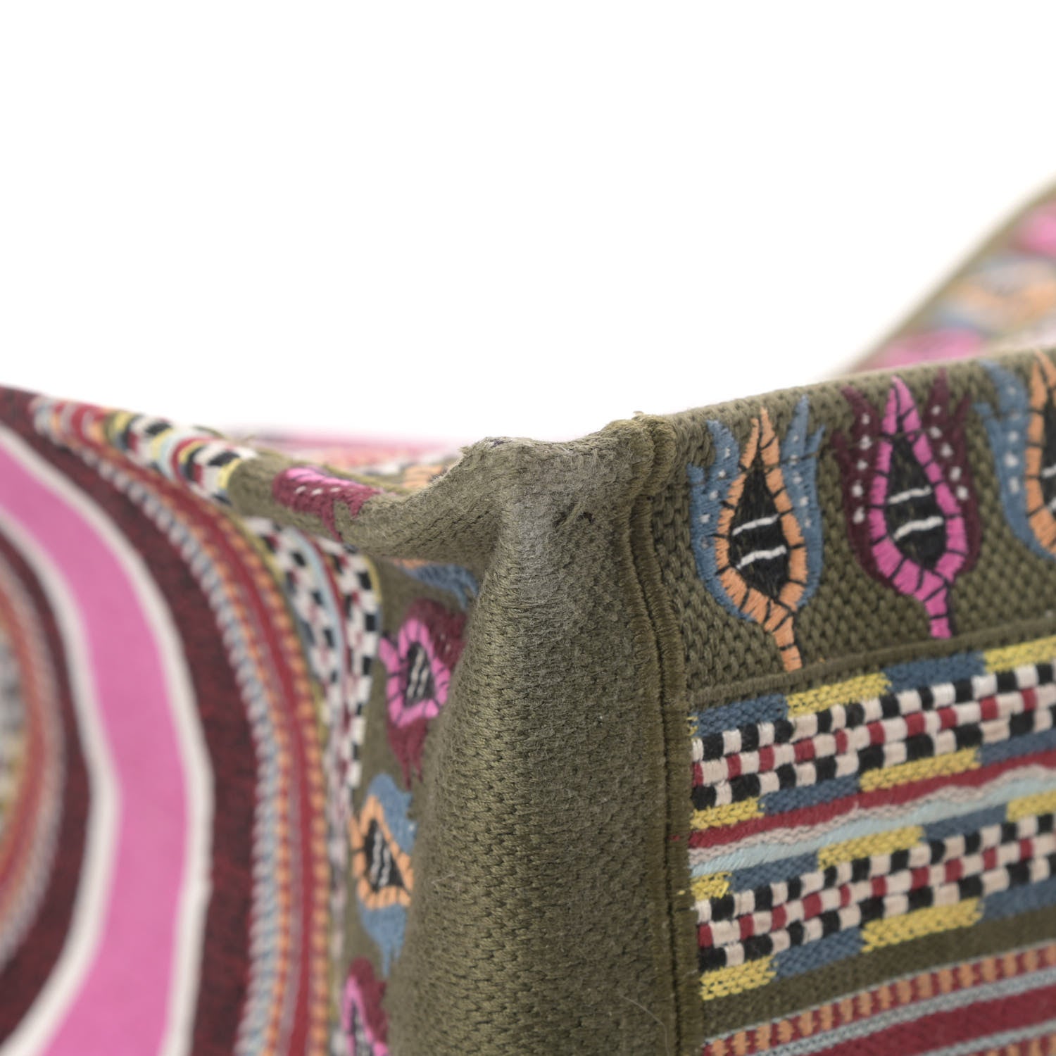 Christian Dior Canvas Embroidered Book Tote Olive Multicolor 9 of 12