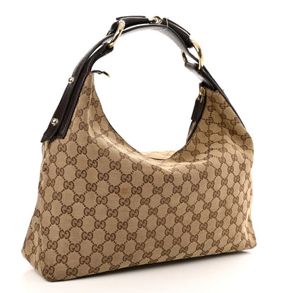 Gucci Monogram Medium Horsebit Chain Hobo Dark Brown 3 of 16