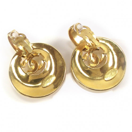 Chanel Gold CC Clip On Earrings 2 of 5
