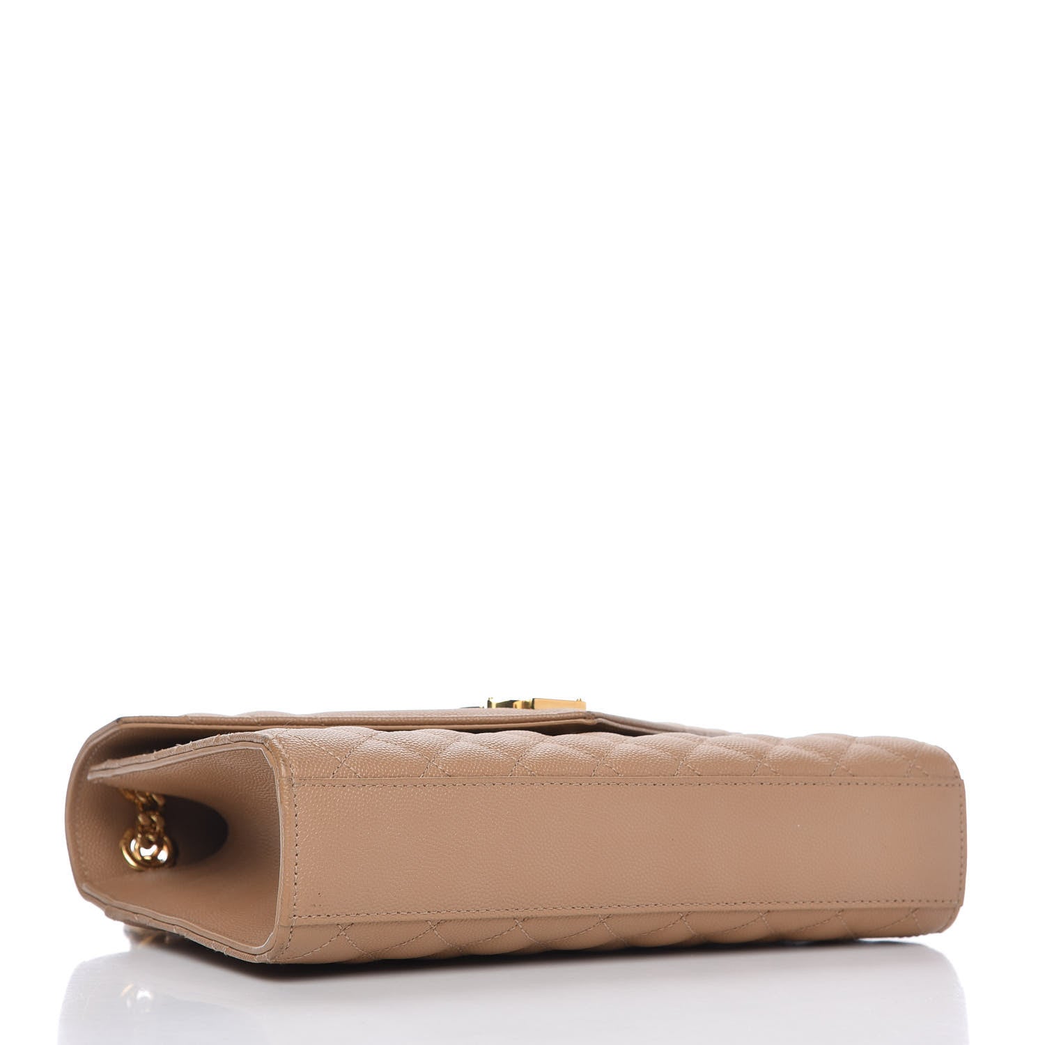 Saint Laurent Grain De Poudre Textured Mixed Matelasse Medium Triquilt Monogram Satchel Dark Beige 4 of 9
