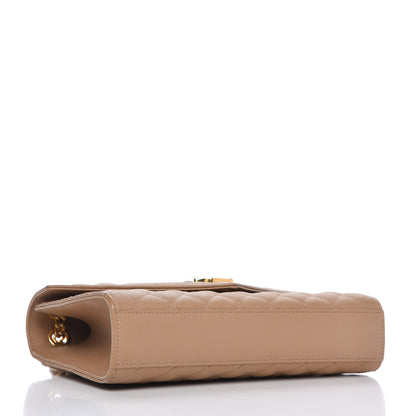 Saint Laurent Grain De Poudre Textured Mixed Matelasse Medium Triquilt Monogram Satchel Dark Beige 4 of 9