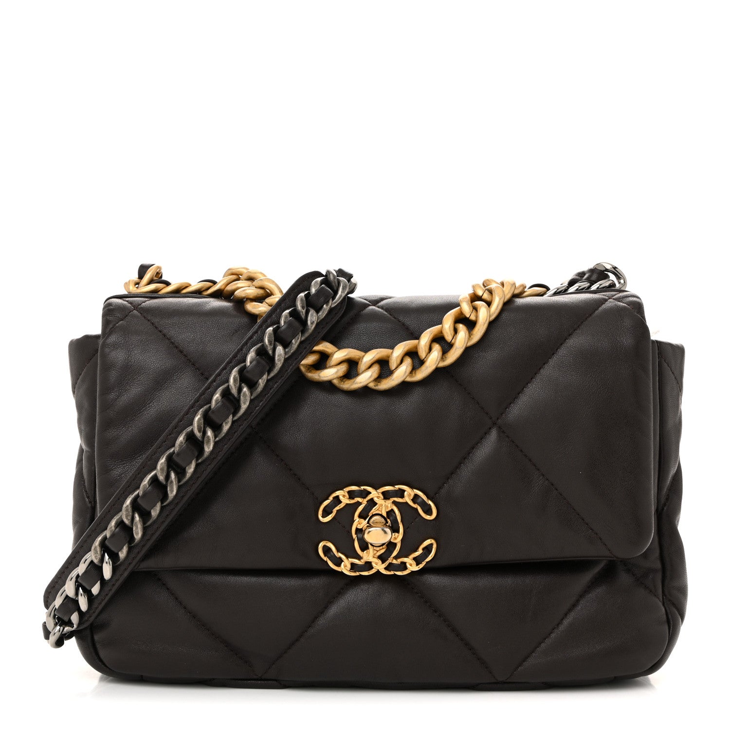 Chanel Lambskin Quilted Medium Chanel 19 Flap Dark Brown 1 of 13