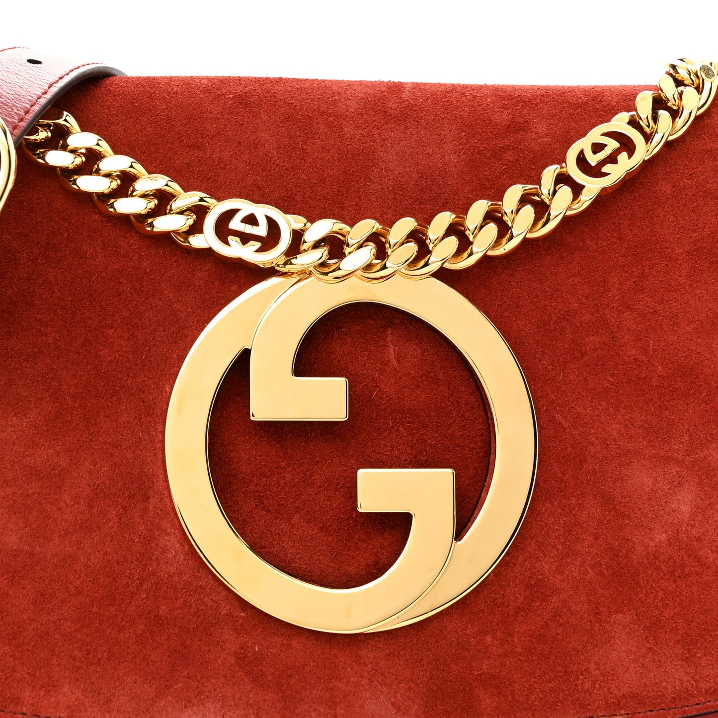 Suede Talco Roxy Calfskin Blondie Chain Shoulder Flap Bag Blondie Red
