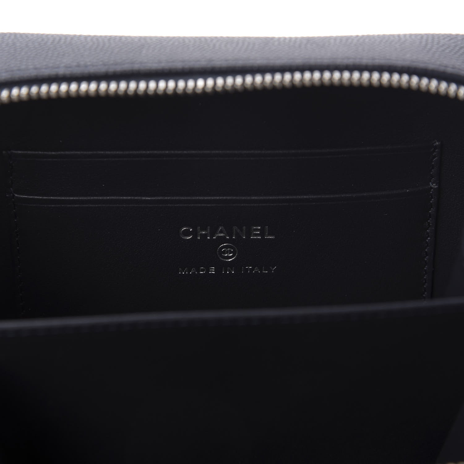 Chanel Caviar Quilted Striped Filigree Vanity Clutch With Chain Navy White 8 of 10