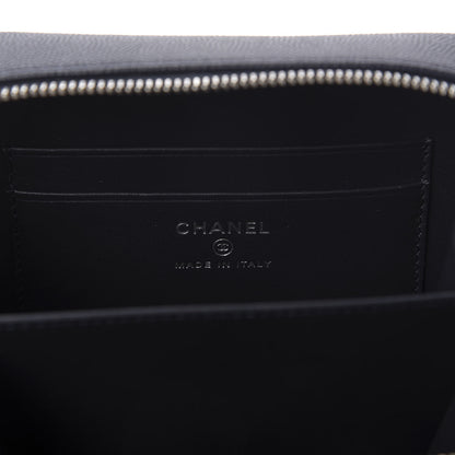 Chanel Caviar Quilted Striped Filigree Vanity Clutch With Chain Navy White 8 of 10