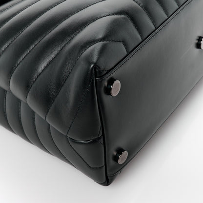 Saint Laurent Calfskin Y Quilted Monogram Monochrome Large Loulou Chain Satchel Black 10 of 12