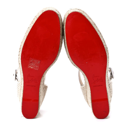 Christian Louboutin Calfskin Crocodile Embossed Amelia 90 Espadrille Wedges 38 White 5 of 8