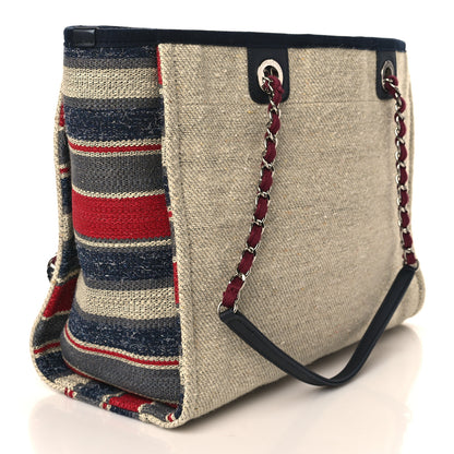 Chanel Striped Canvas Small Deauville Tote Beige 3 of 9