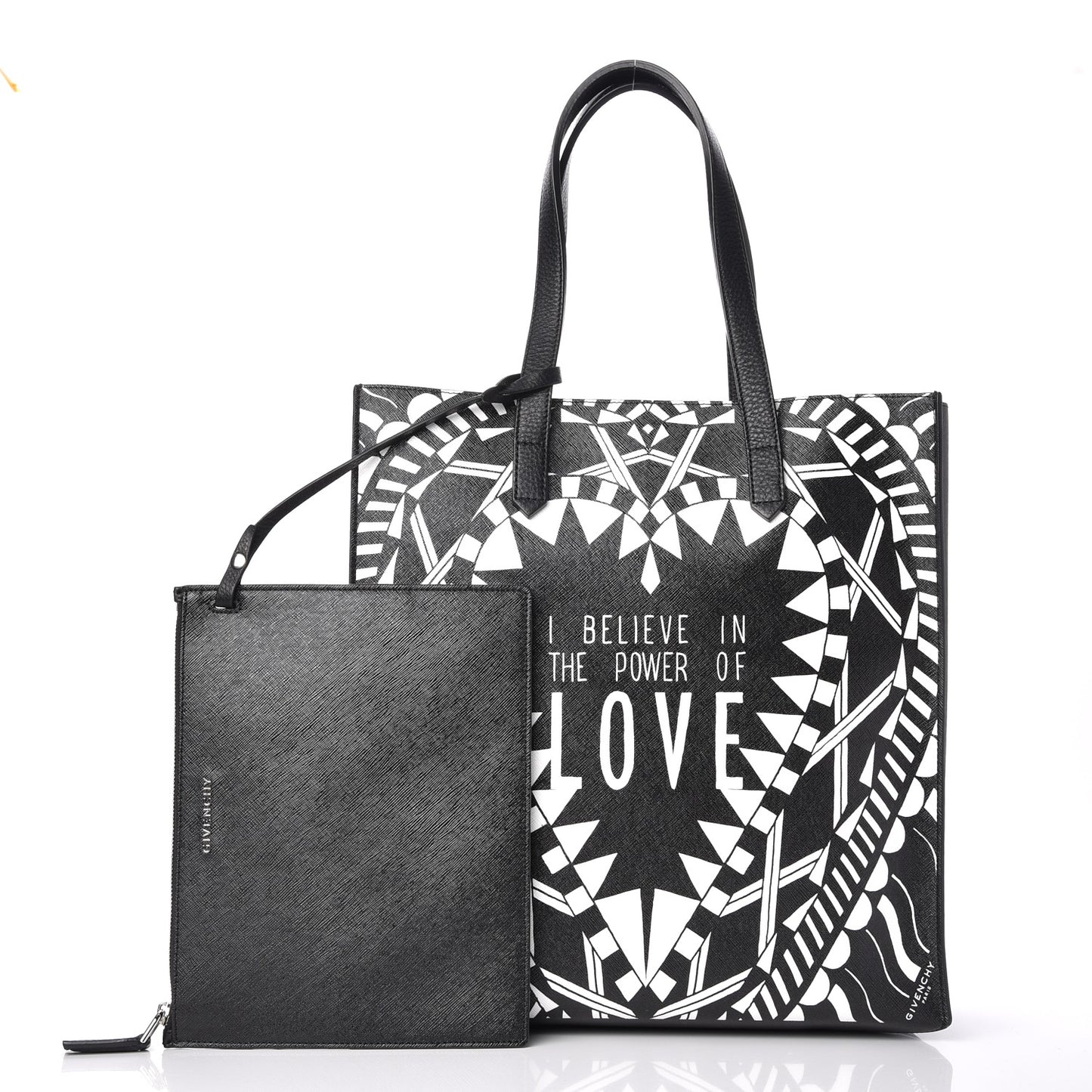 Calfskin Power of Love Print Tote Black