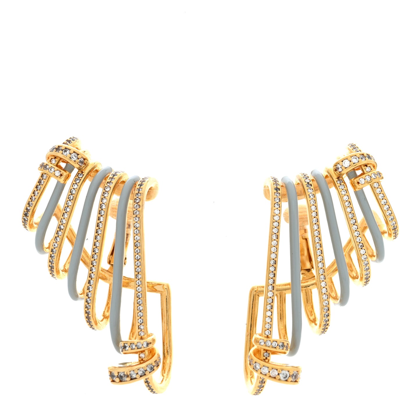 Metal Resin Crystal Filo Ear Cuffs Gold Blue