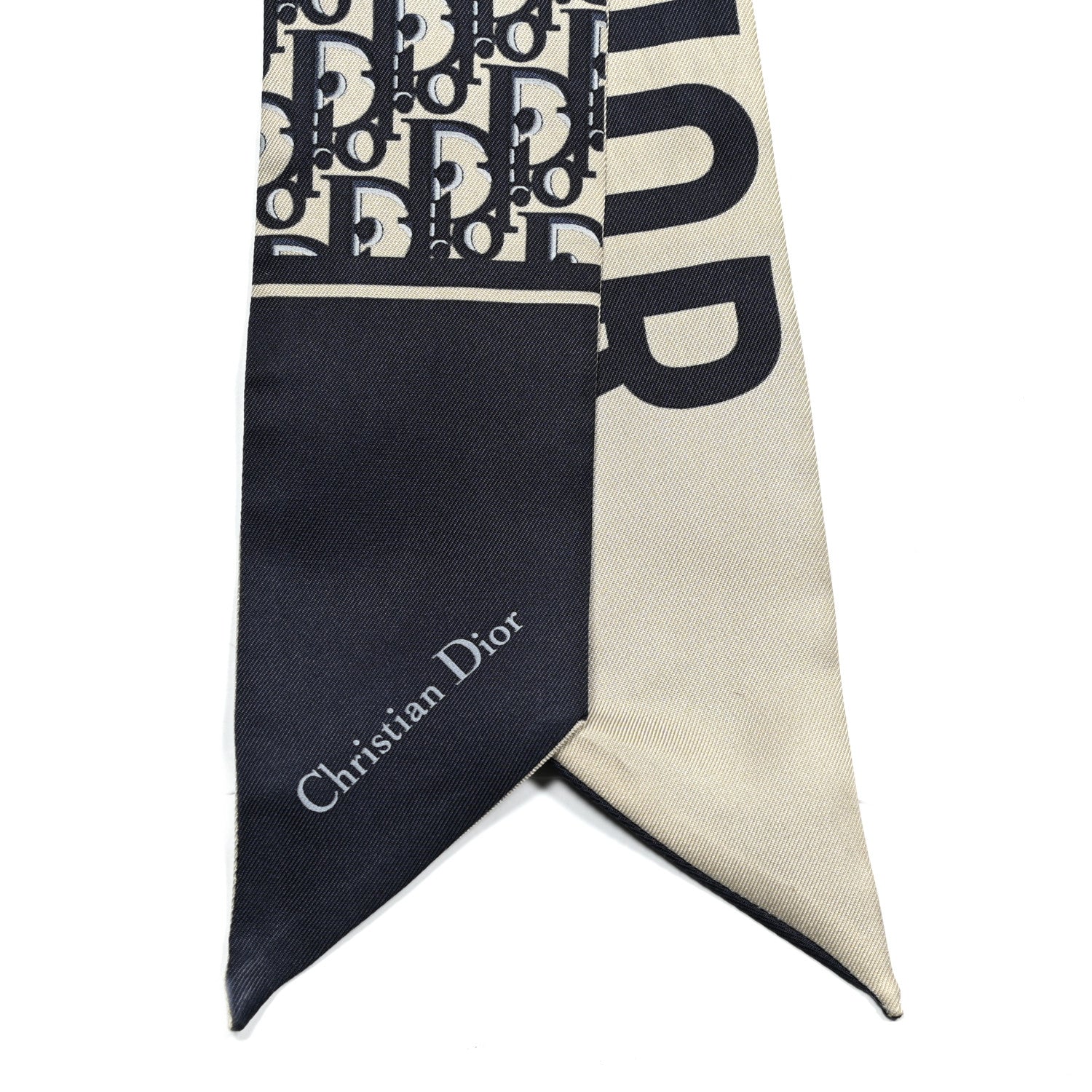 Christian Dior Silk Oblique Mitzah Scarf Blue 2 of 3