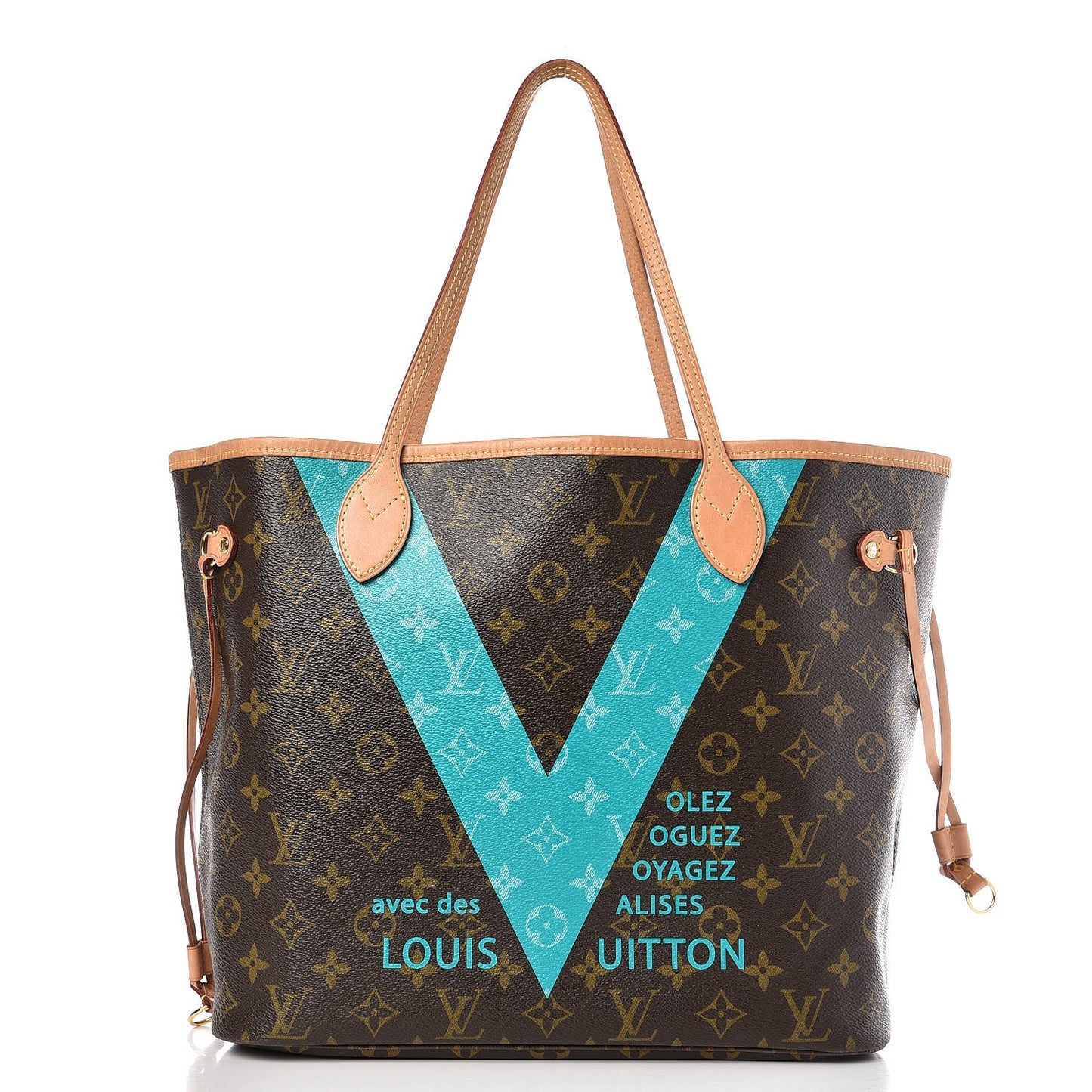 Monogram V Neverfull MM Turquoise