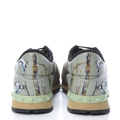 Valentino Garavani Nappa Suede Camouflage Embroidered Mens Rockrunner Sneakers 42 Khaki Multicolor 5 of 9