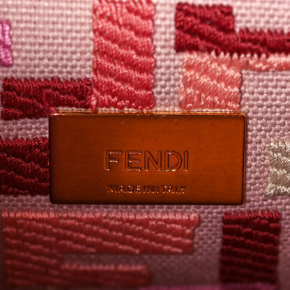 Fendi Vitello Seta Canvas FF Embroidered Mini Peekaboo Iconic Satchel Rosso Cardinale Multicolor 12 of 14