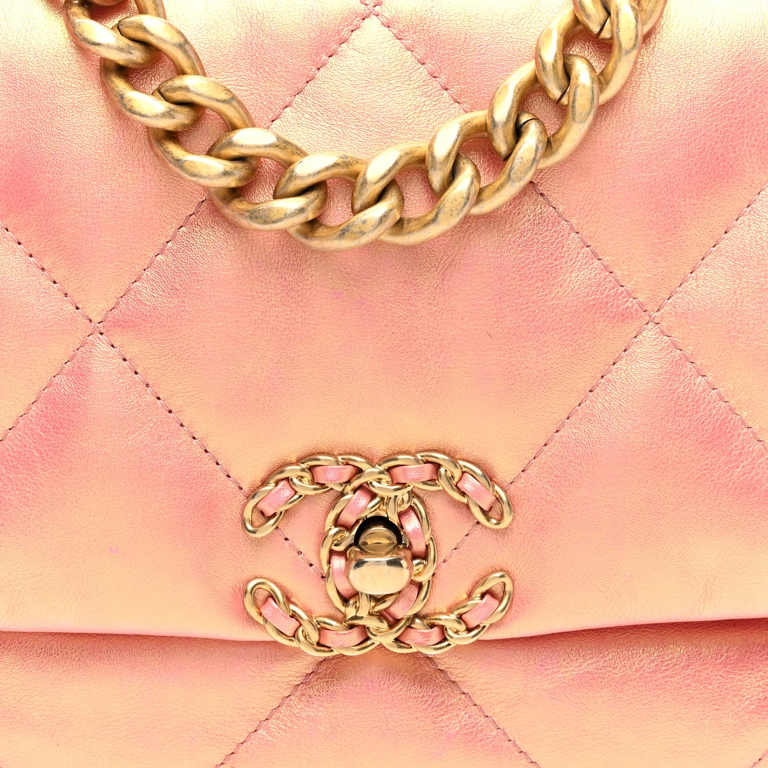 Chanel Iridescent Calfskin Quilted Medium Chanel 19 Flap Pink 8 of 10