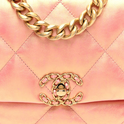 Chanel Iridescent Calfskin Quilted Medium Chanel 19 Flap Pink 8 of 10