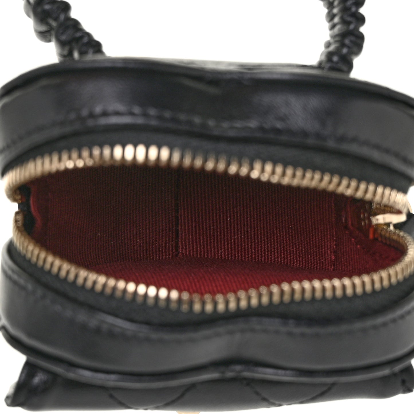 Lambskin Quilted CC In Love Heart Zipped Arm Coin Purse Black