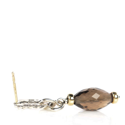 David Yurman Sterling Silver 18K Yellow Gold Smoky Quartz Figaro Earrings 3 of 5