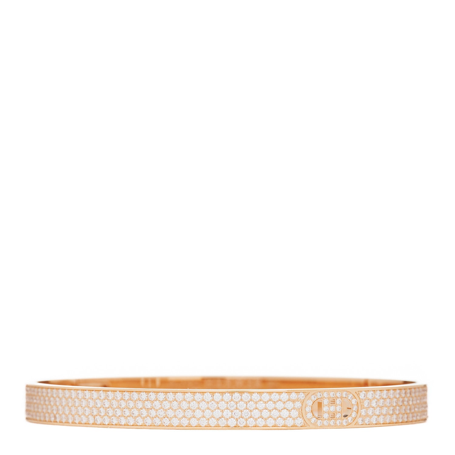 Hermes 18K Rose Gold Pave Diamond H D'Ancre Bracelet SH 1 of 5