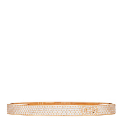 Hermes 18K Rose Gold Pave Diamond H D'Ancre Bracelet SH 1 of 5