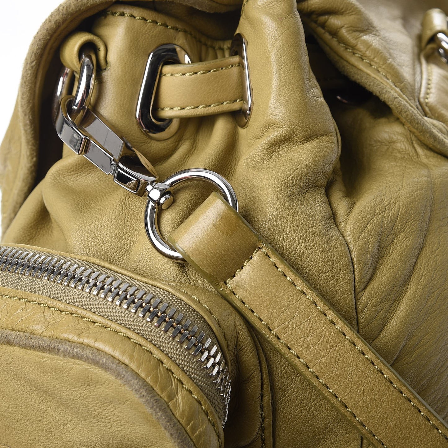Lambskin Marti Backpack Bag Green Silver Hardware