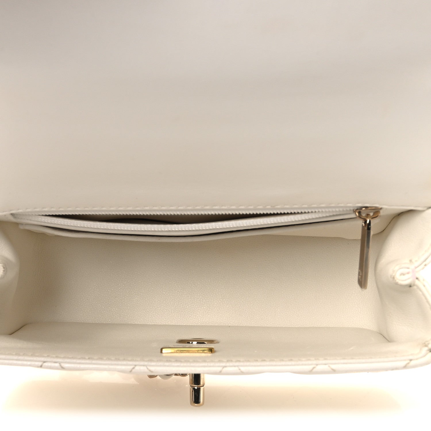 Chanel Lambskin Quilted Mini Crystal Top Handle Rectangular Flap White 5 of 17