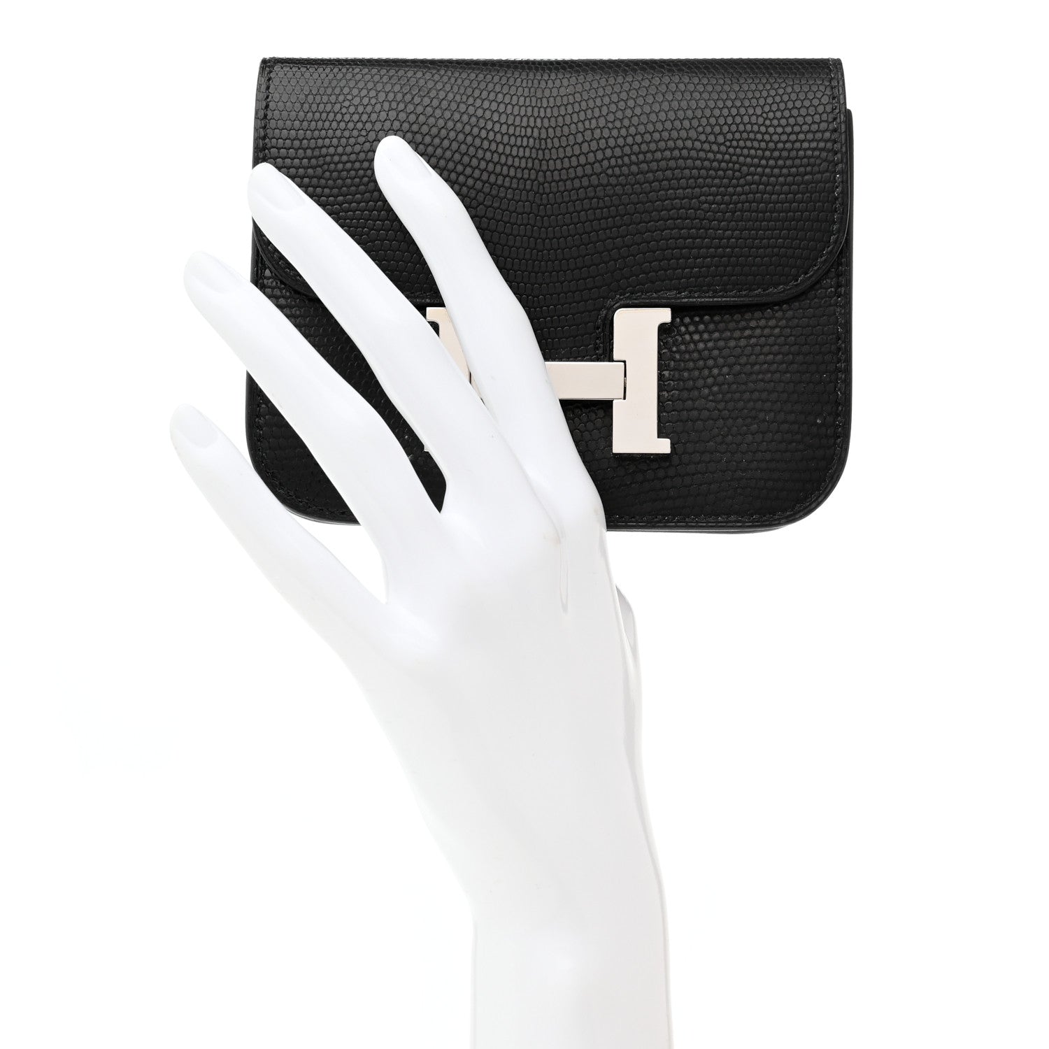 Hermes Lizard Constance Slim Wallet Black 3 of 14