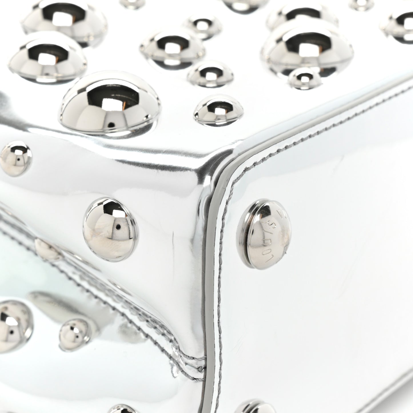 LV X YK Metallic Taurillon Brass Metal Dots Capucines BB Silver