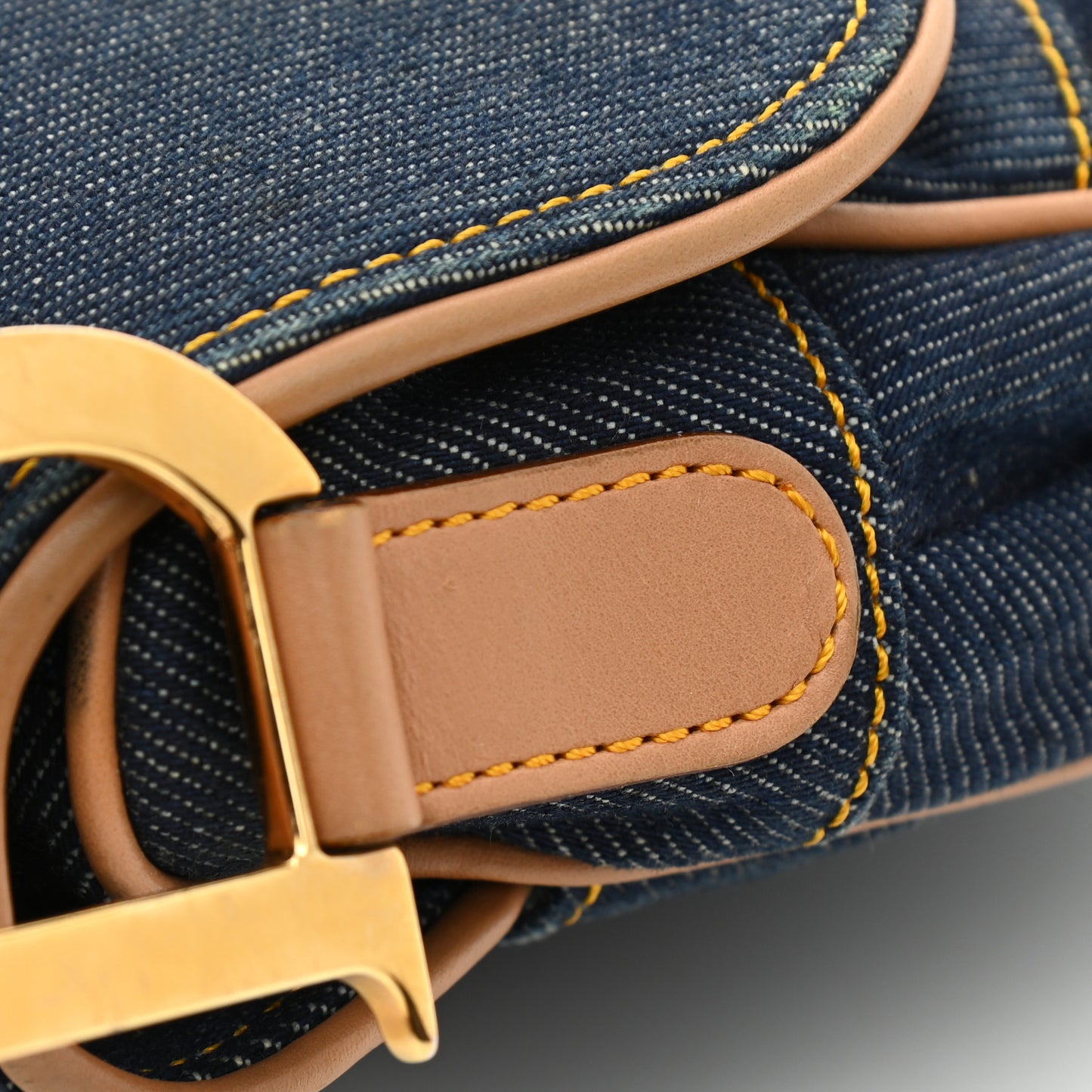 Denim Calfskin Saddle Bag Blue