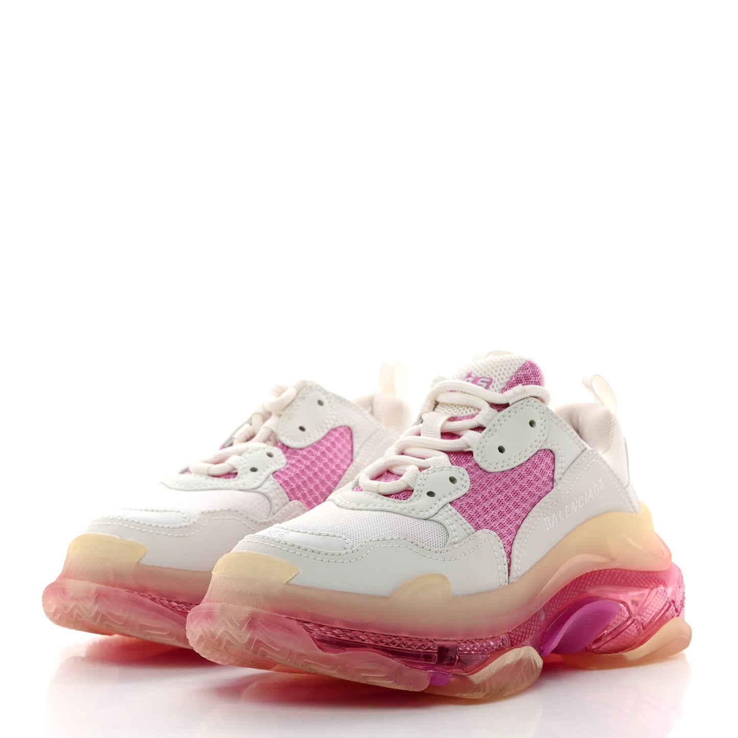 Fabric Mesh Clear Sole Womens Triple S Sneakers 36 White Pink