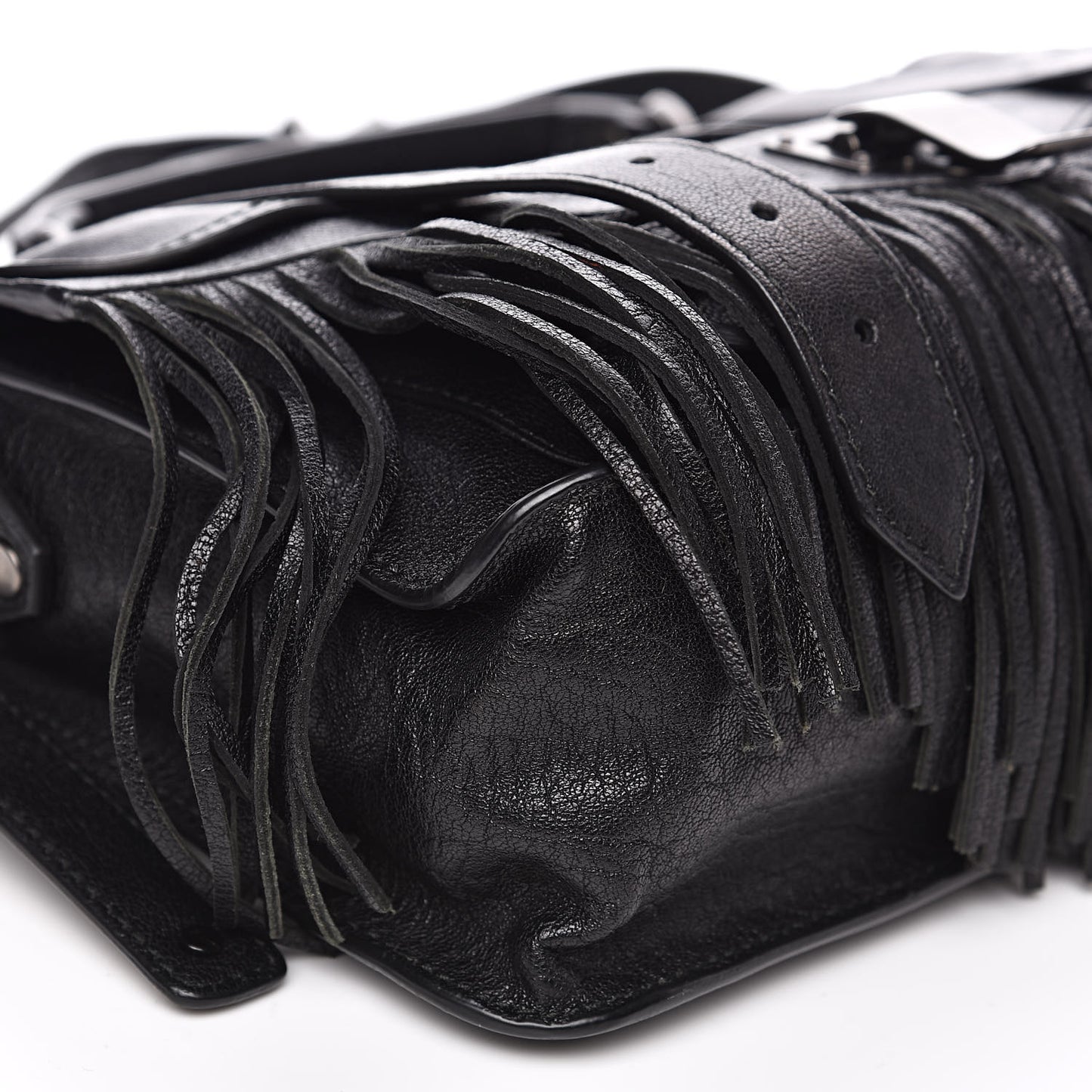 Lambskin Tiny Fringe Lux PS1 Satchel Black