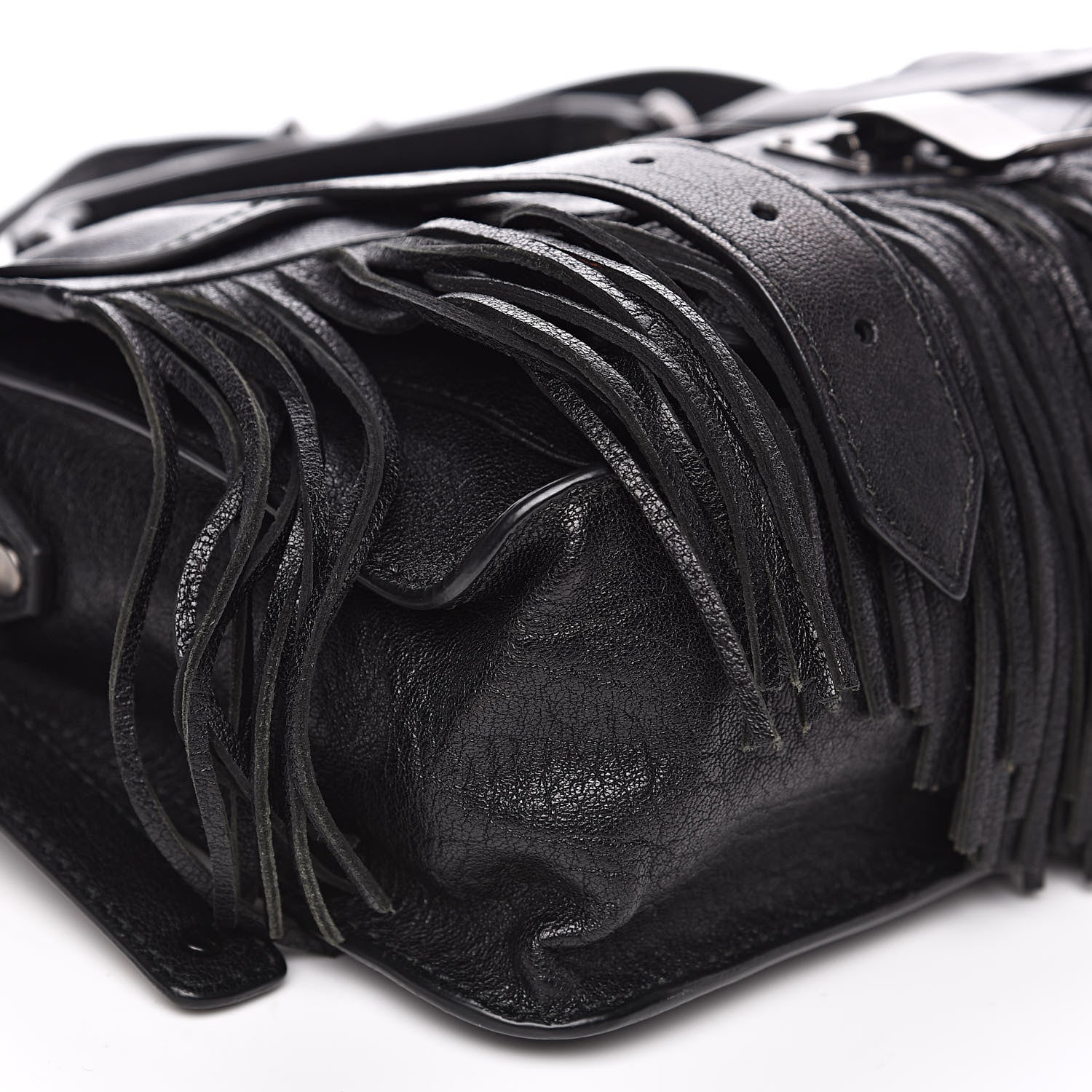 Proenza Schouler Lambskin Tiny Fringe Lux PS1 Satchel Black 9 of 10